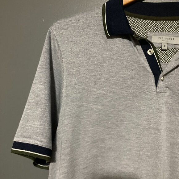 Ted Baker Polo Golf Phenes Shirt Mens XL 5 Gray Pocket Casual Rugby Tennis - Picture 3 of 5